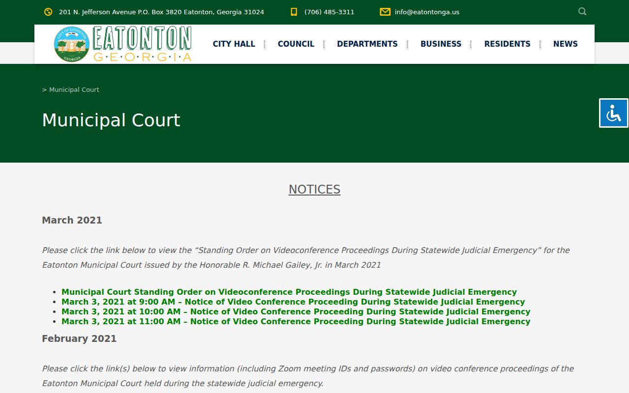 Official Eatonton Municipal Court page