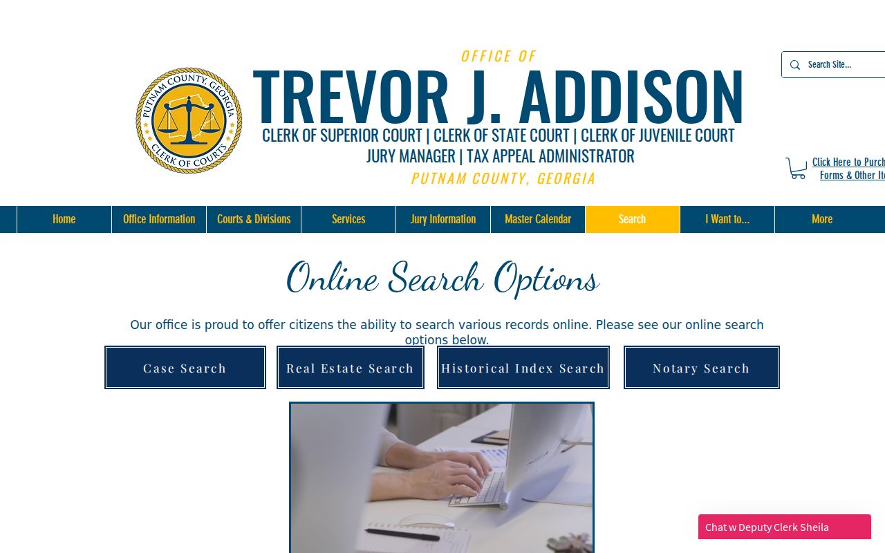 Putnam County Clerk Case Search options