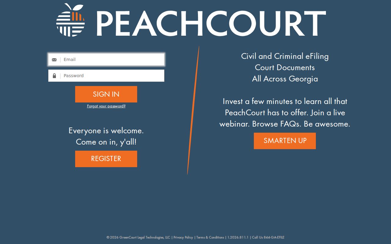PeachCourt portal used for Putnam County court access