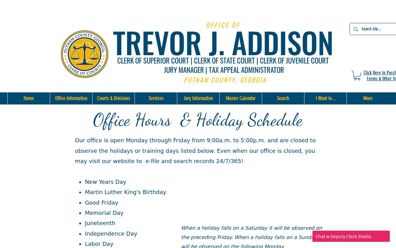 Putnam County case search office access information