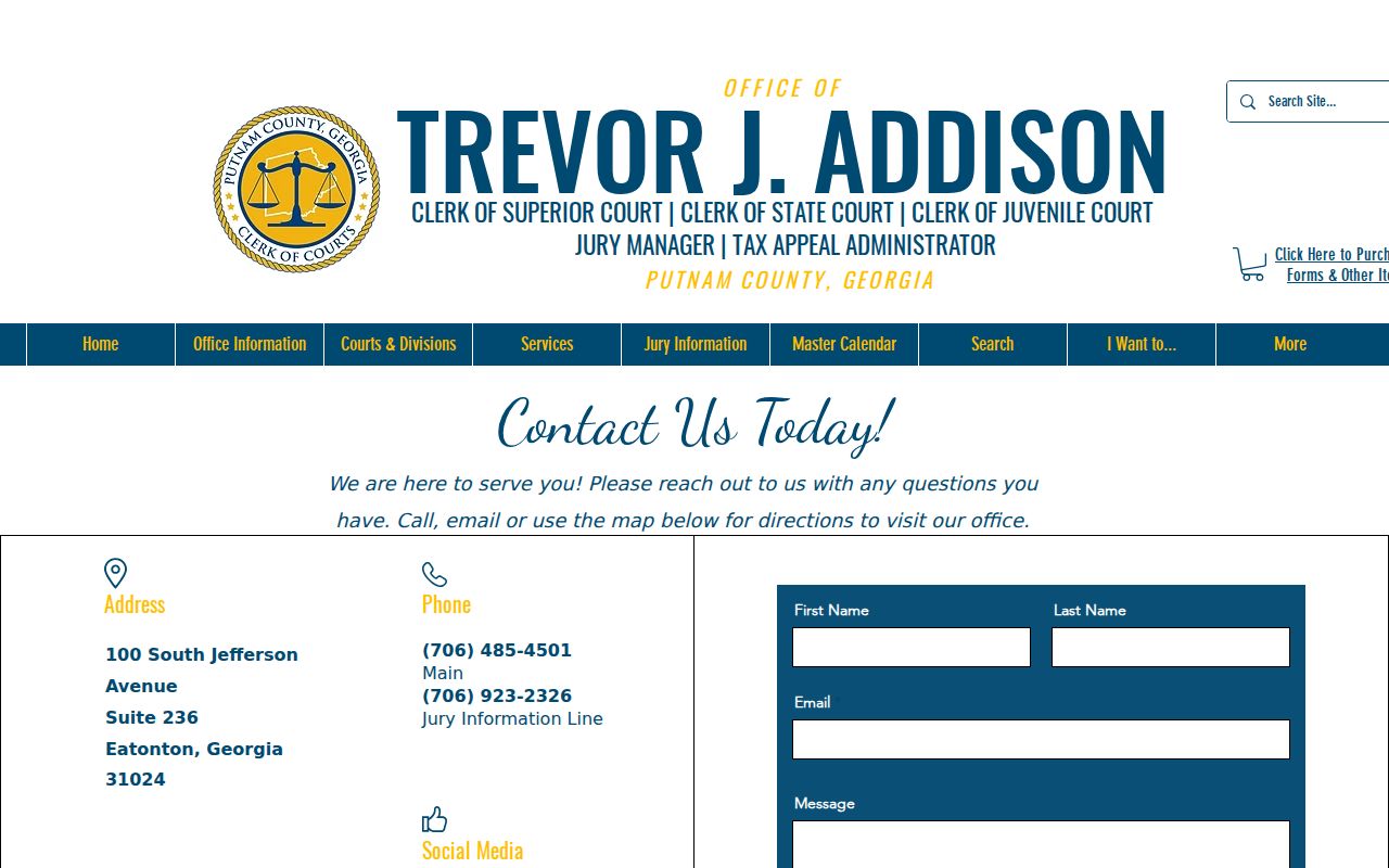 Putnam County case search clerk contact channels