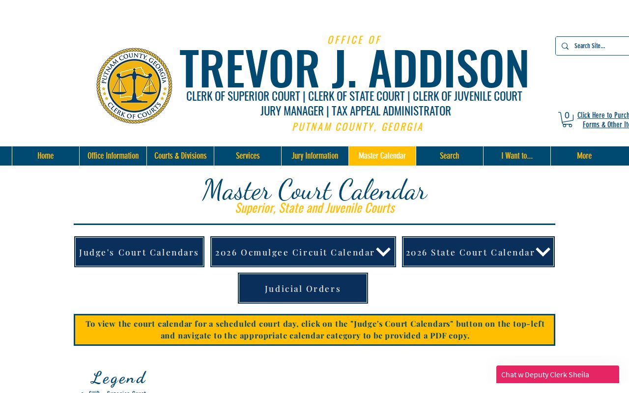 Putnam County court calendar source